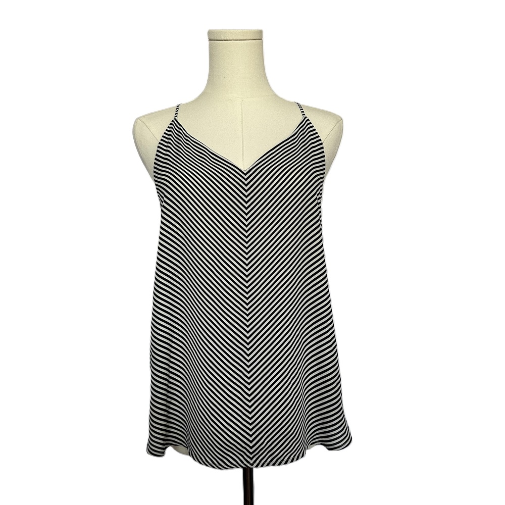 NWT LOFT Black White Striped Tank Top Sleeveless Spaghetti Straps Womens Size SP